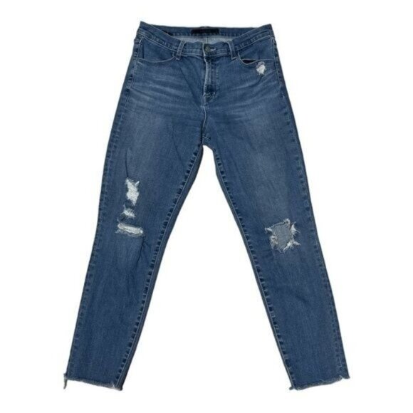 J Brand Alana High‑Rise Ripped Cropped Skinny Jeans in Argo Destruct, size 30 - Picture 2 of 12